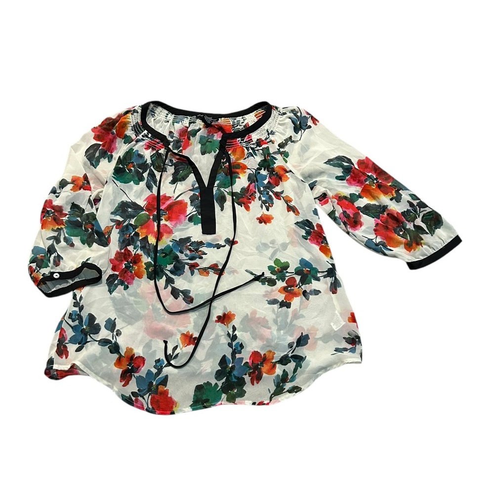 SIGNATURE STUDIO sheer floral blouse